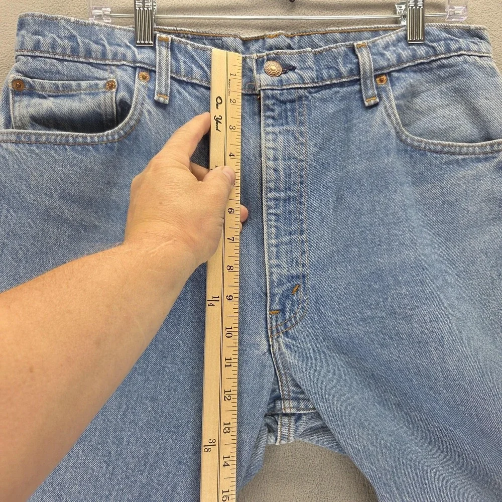 Vintage Levis 505 Jeans Mens Blue Straight Zip Fly USA Altered Hem Fits 34x26
